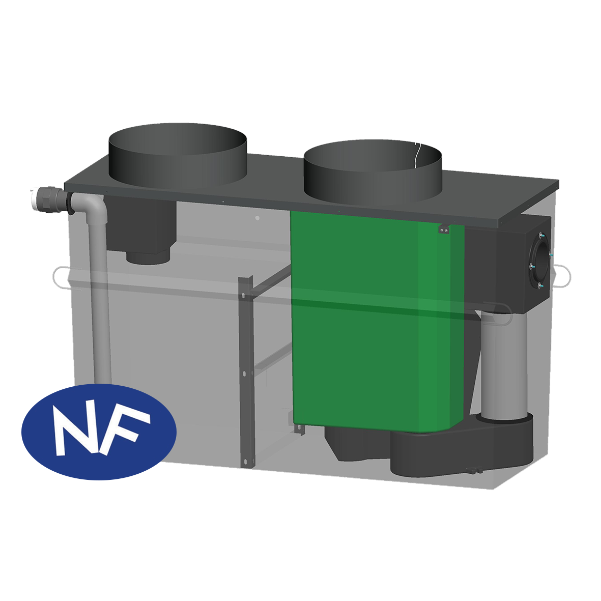 [4730] Hydrocarbon separator NF steel 5mg/L, 1.5 to 6 L/s, V100 sludge trap, top: circular primers - Main image