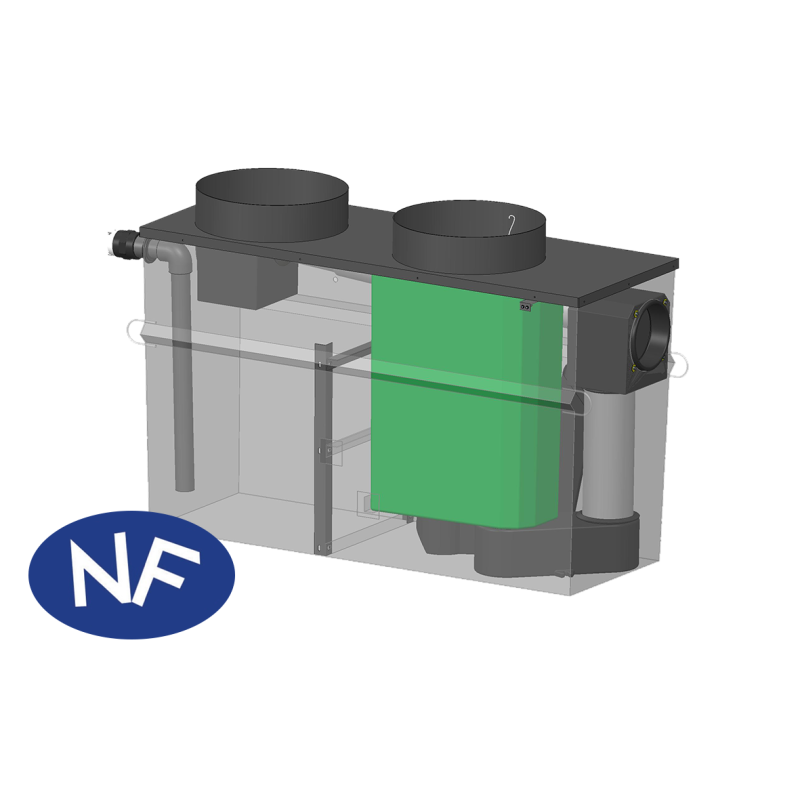 [4732] Hydrocarbon separator NF steel 5mg/L, 1.5 to 6 L/s, with bypass, V100 sludge trap, top: circular primers - Main image