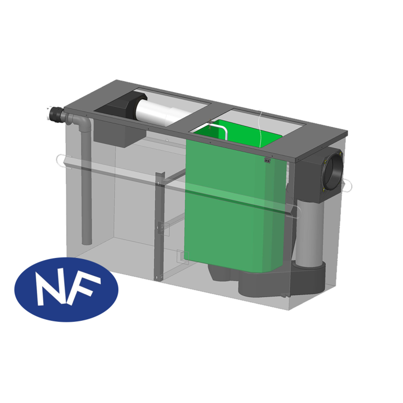 [4733] Hydrocarbon separator NF steel 5mg/L, 1.5 to 6 L/s, with bypass, V100 sludge trap, top: without closure - Main image